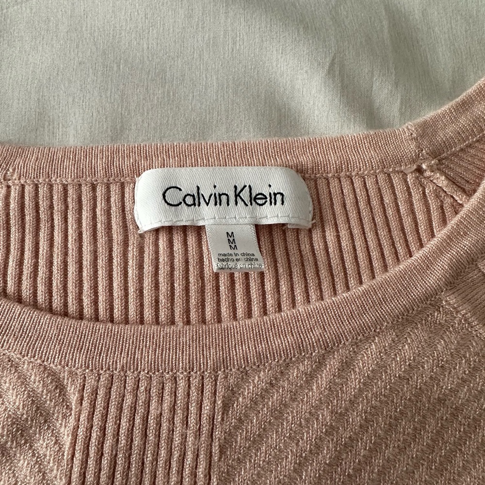 Calvin Klein Blush Ribbed Knit Top - Picture 2 of 7